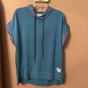 Calvin Klein Casual Blue Short Sleeves Hooded Top